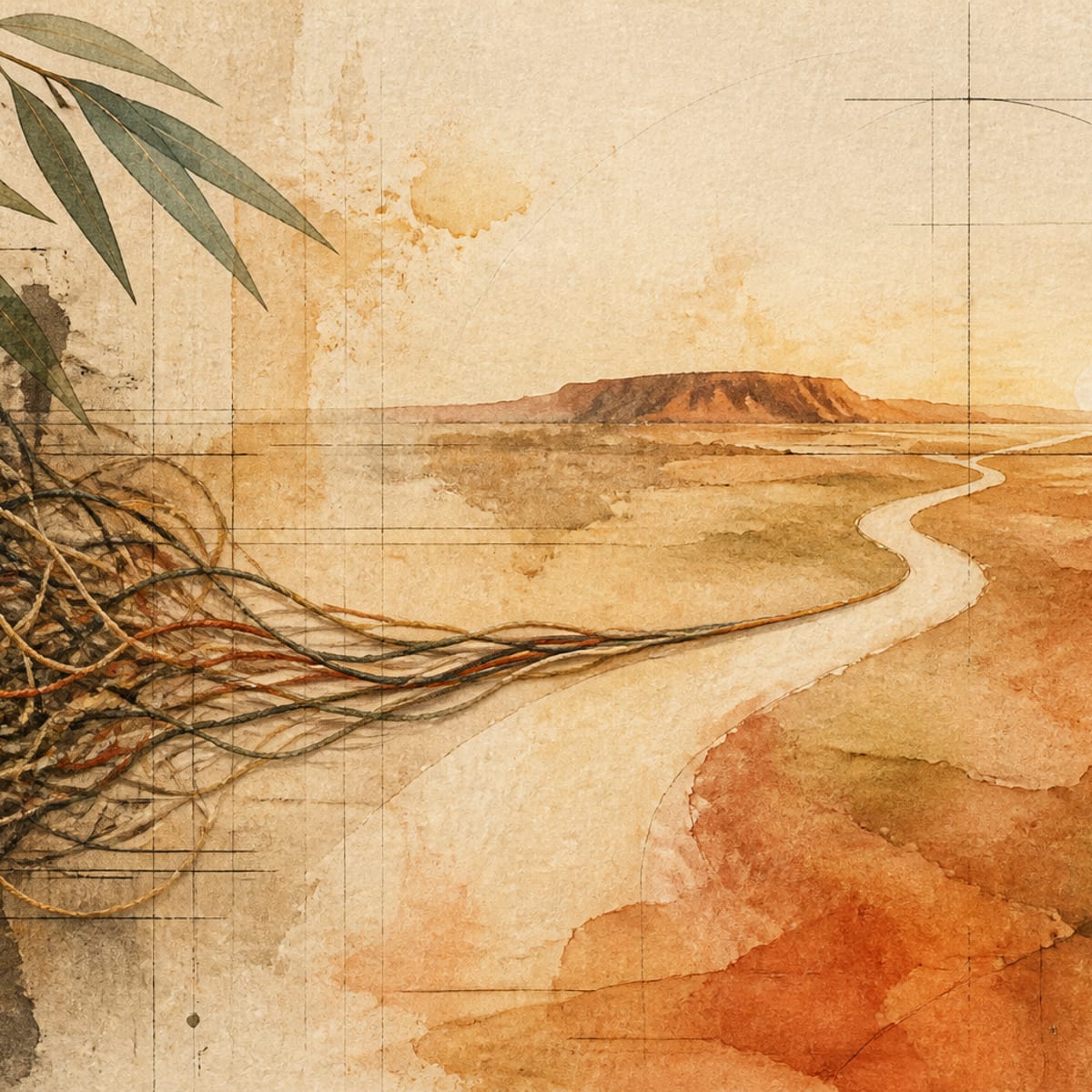 Abstract illustration of tangled threads resolving into a clear path