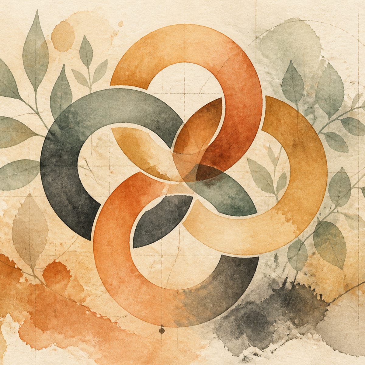 Abstract illustration of interlocking forms suggesting a team