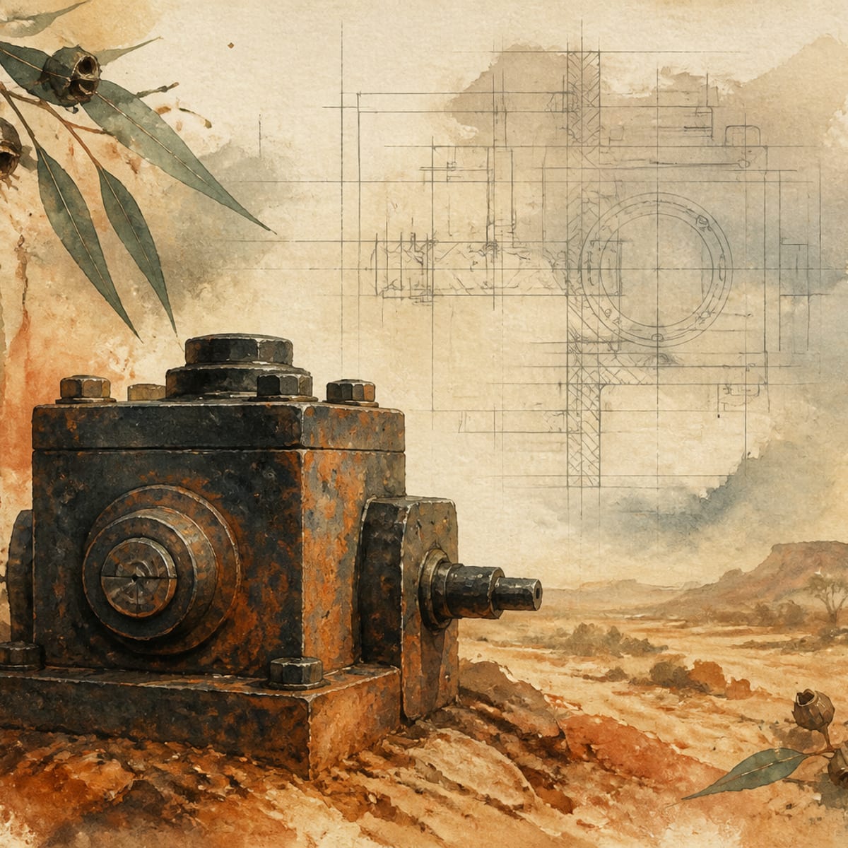Abstract illustration contrasting a solid system with a fading blueprint
